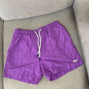 SOLID & STRIPED Men’s The Classic Eggplant Swim Trunks  Purple Solid Lined